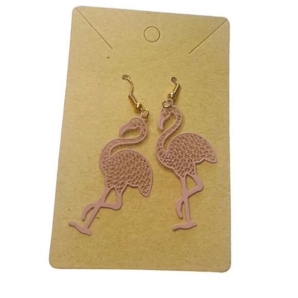 Pink Flamingo Filigree Drop Earrings - Picture 3 of 3